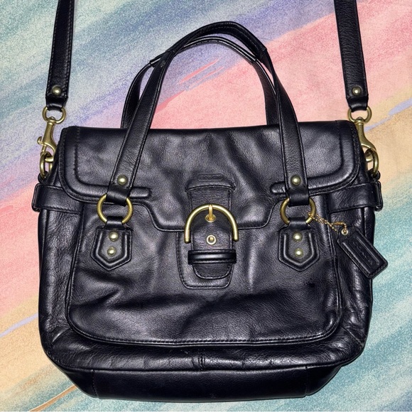 Coach Eva Black Leather Handbag Shoulder Bag F27231 - Picture 1 of 14